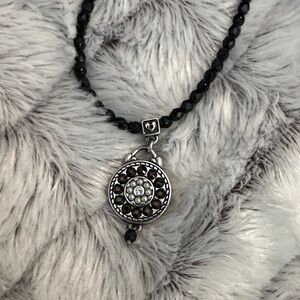 Brighton Elegant Black Beaded Necklace with Silver Pendant